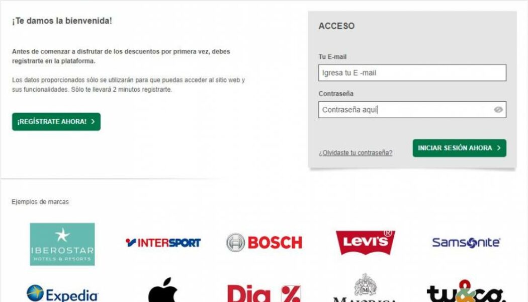 ¡Plataforma de ventajas y descuentos!
